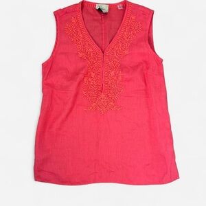 Spring Quite Luxury Boho Linen Coral Tunic Size Small Summer Indie Lightweight